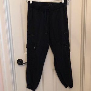 Black loose fitting cargo joggers